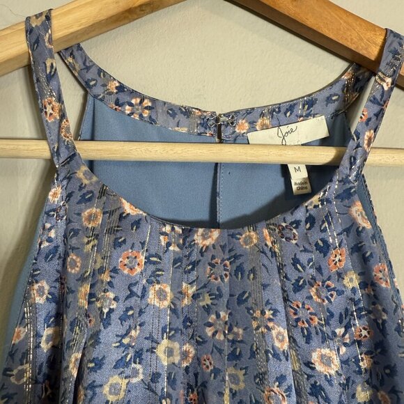 Joie Makana D Silk Floral Mini Dress Women's Medium Hyacinth Blue Metallic Party - Picture 8 of 14